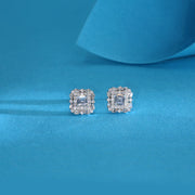 Intricate Square Silver Stud Earrings