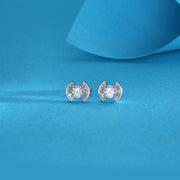 Radiant Stone Silver Stud Earrings