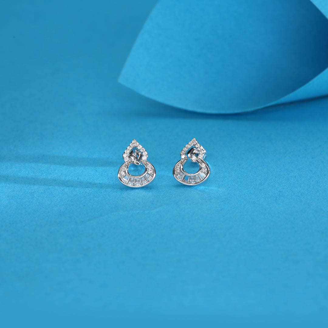 Divine Edge Silver Stud Earrings