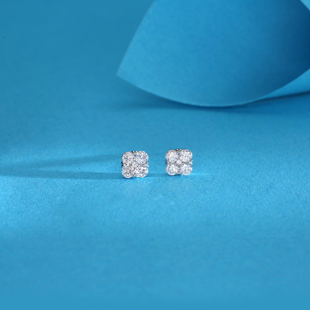 Pure Quatrefoil Silver Stud Earrings