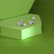 Heart Bunnies Silver Stud Earrings