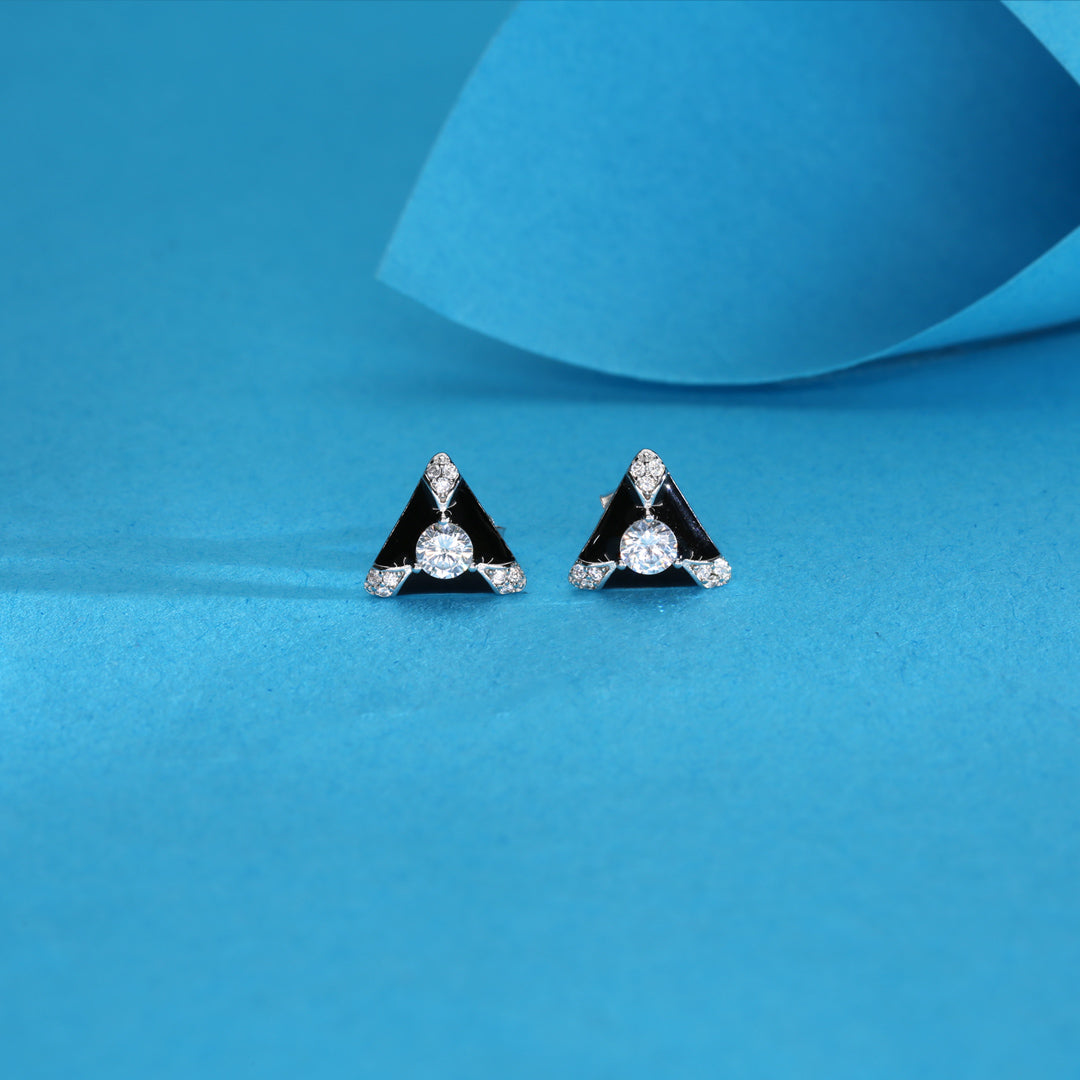 Studded Stygian Silver Stud Earrings