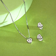 Elegant Heart Silver Necklace Set