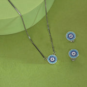 Ethnic Circle Silver Necklace Set