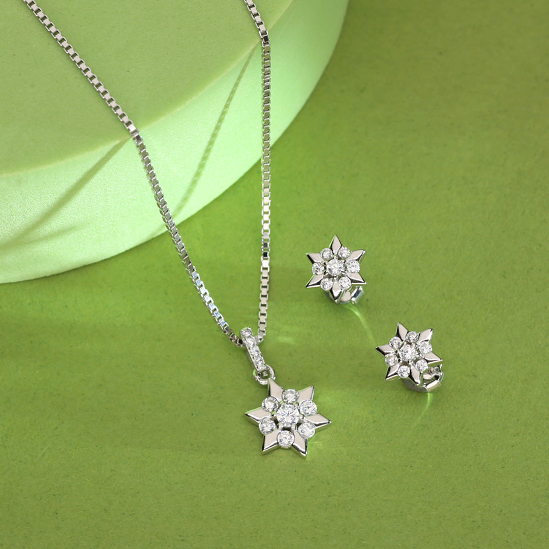 Frost and Flair Silver Necklace Set
