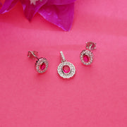 Stone Studded Silver Pendant Set