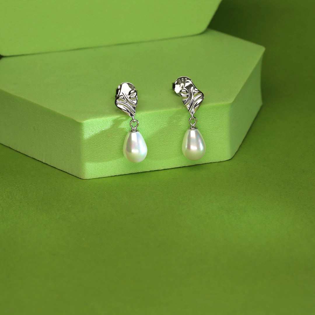 Pure Pearl Silver Drops & Dangler Earrings