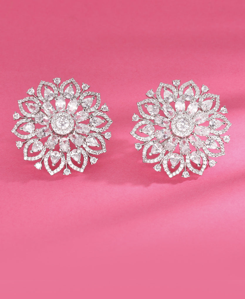 Sunflower Serene Silver Earrings
