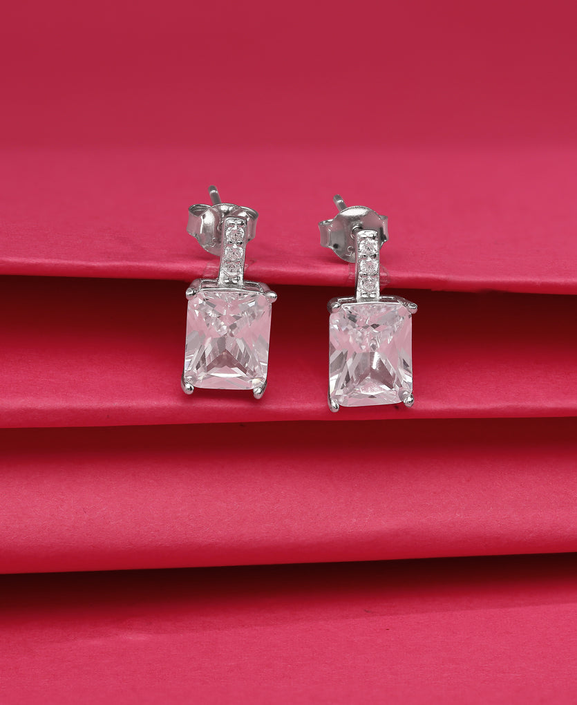 Crystal Cascade Silver Earrings