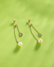 Modern Rose Gold Silver Earrings With Pearl