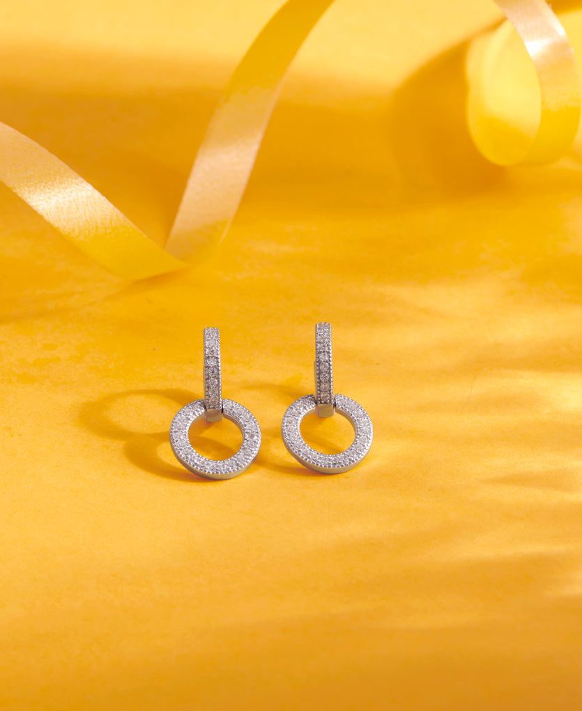 Circular Links Silver Earring