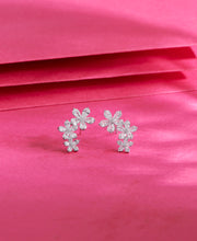 Radiant Floral Trio Silver Earring