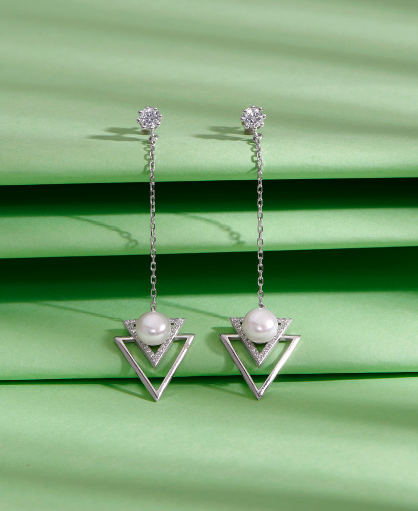Pearl Triad Symphony Silver Earring