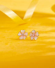 Isolated Orchid Push Button Silver Earring