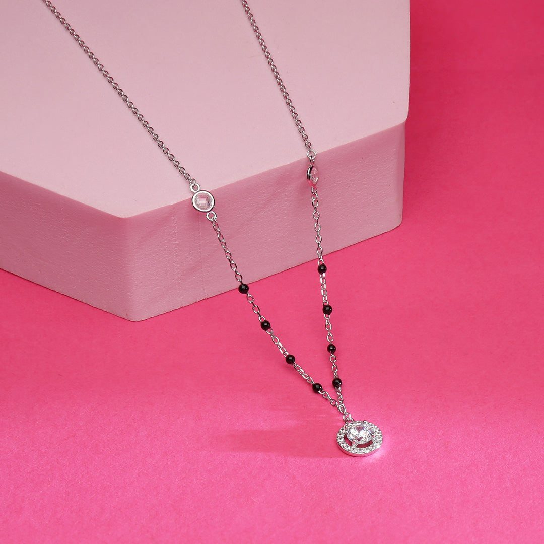 Stone Glint Silver Mangalsutra