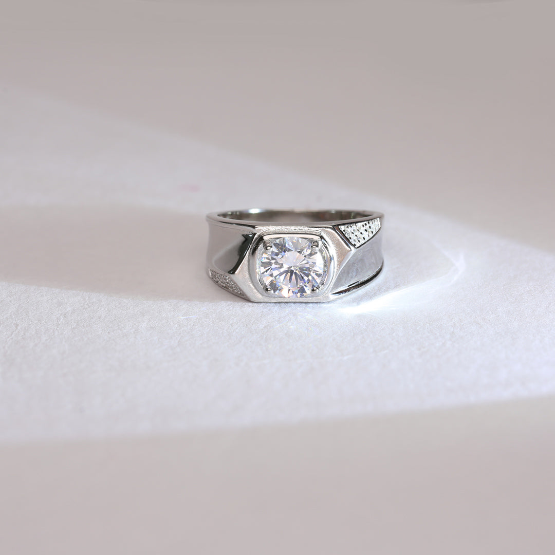 Modern Edge Mens Silver Ring