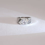 Modern Edge Mens Silver Ring