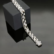 Patterns of Strength Mens Silver Bracelet