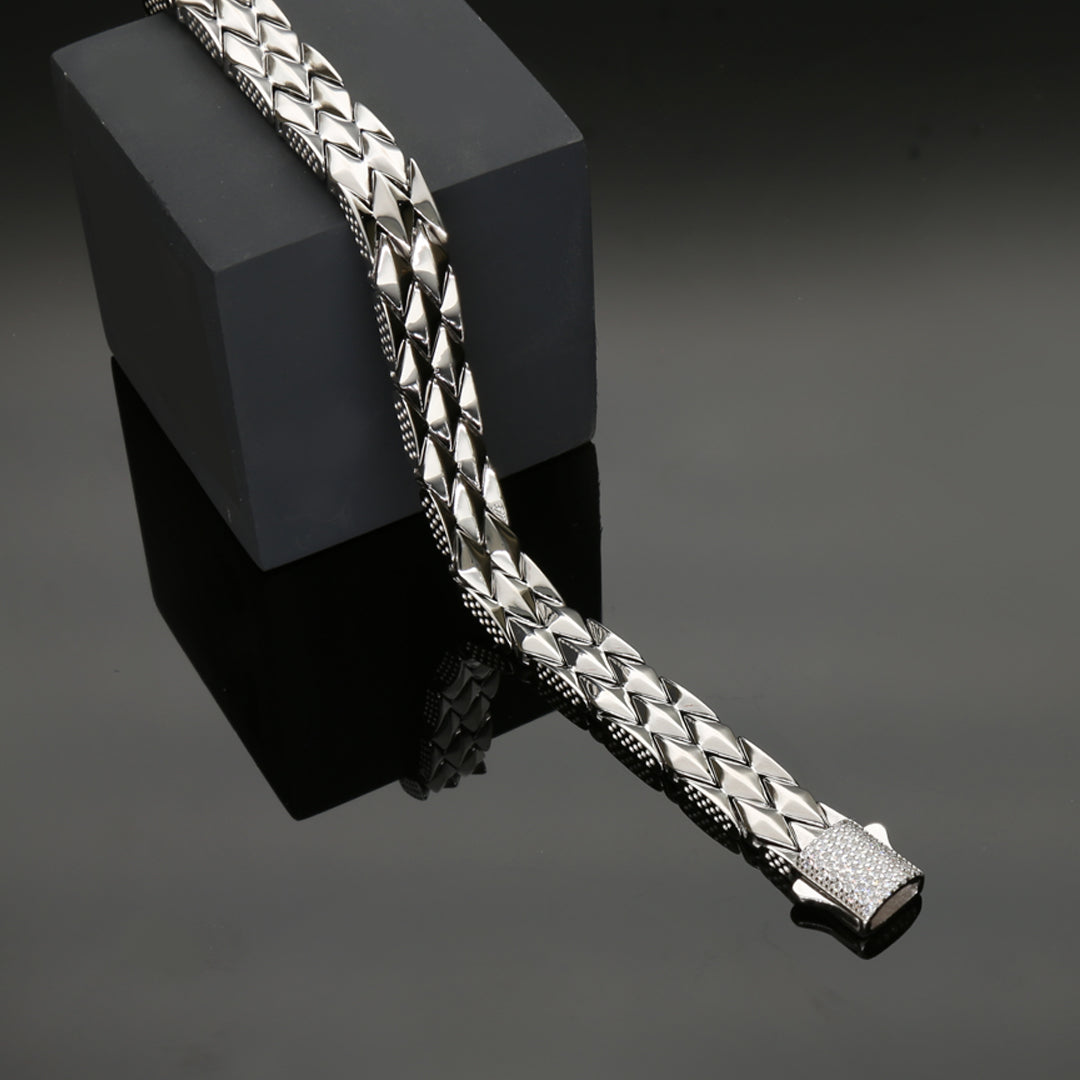 Patterns of Resolve Mens Silver Bracelet