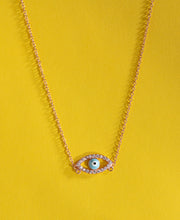 Protective Evil Eye Workwear Silver Necklace With Rose Gold Finish