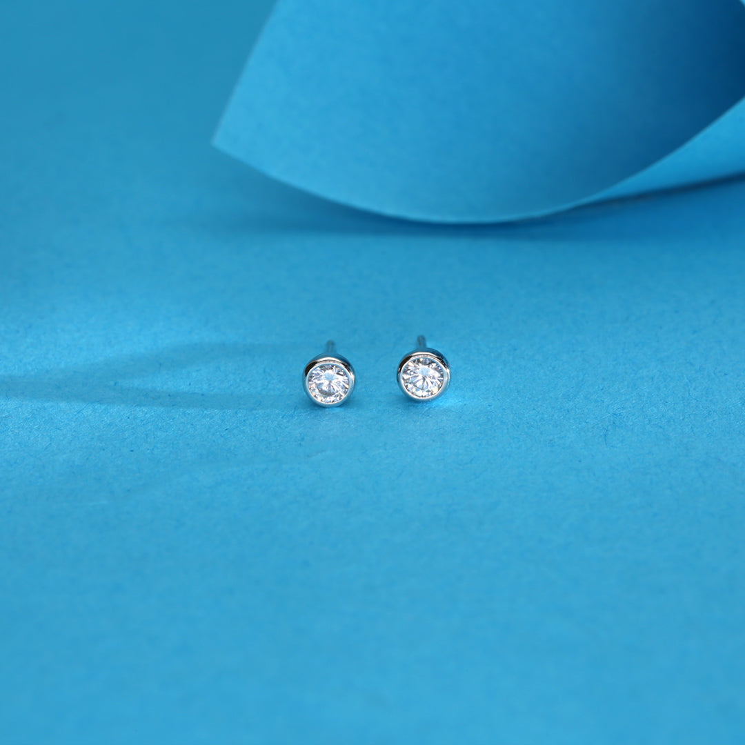 Bright Stones Silver Stud Earrings