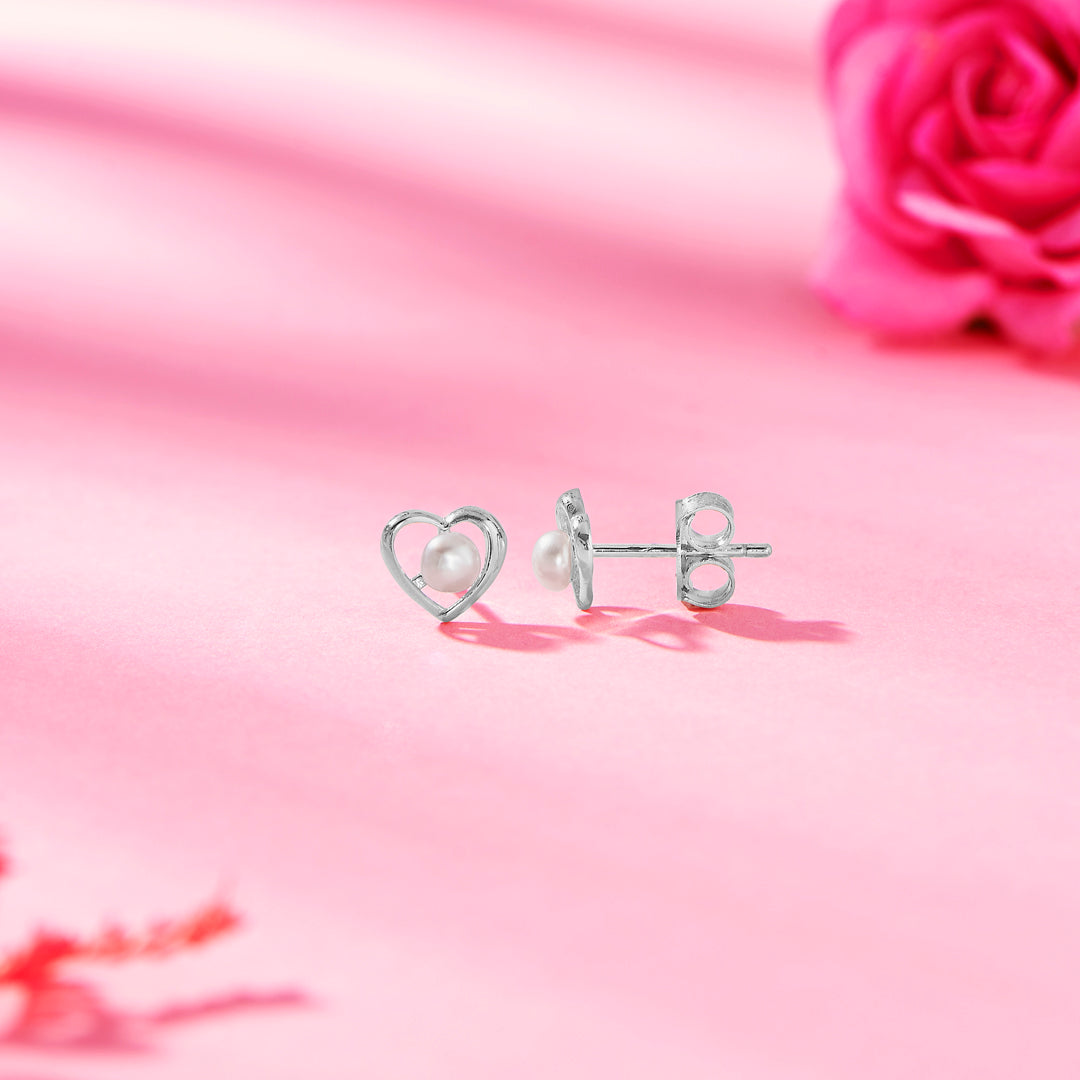 Heartfelt Pearl 925 Silver Earring For Woman
