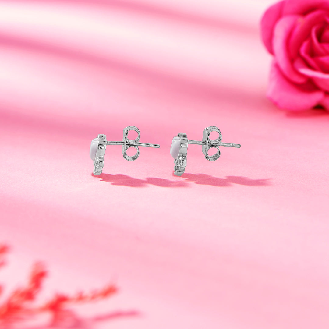 Radiant White Heart 925 Silver Earring For Woman