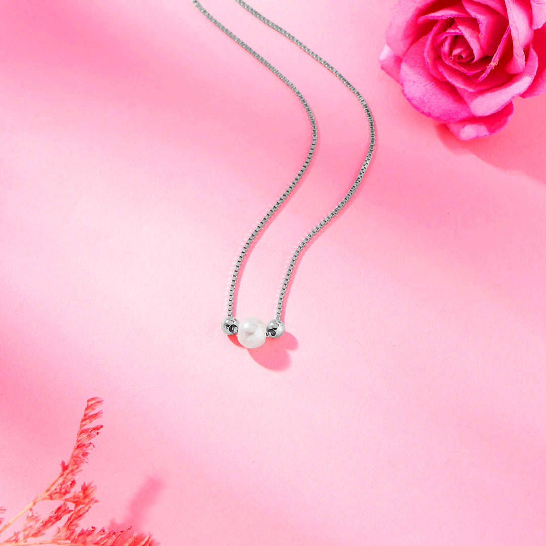 Pearl Heart Combo 925 Silver Necklace For Woman