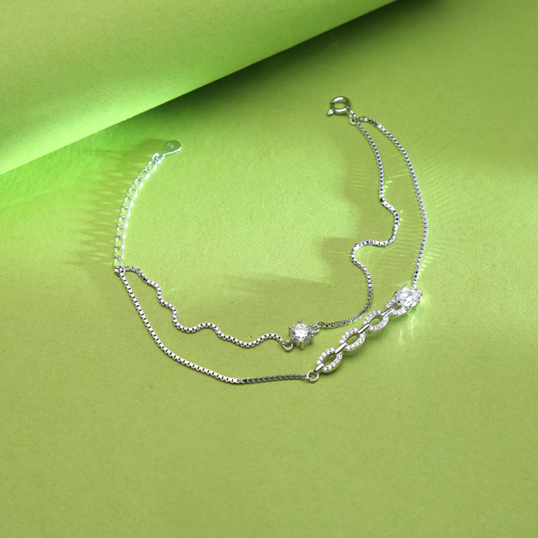 Double-Layer Adjustment Silver Bracelet