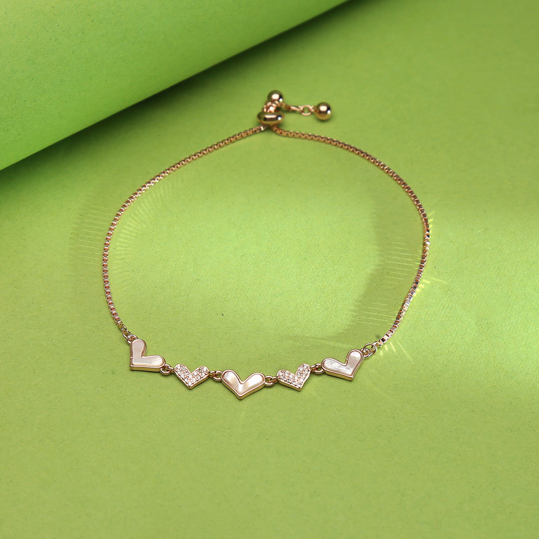 Shiny Hearts Flexible Silver Bracelets