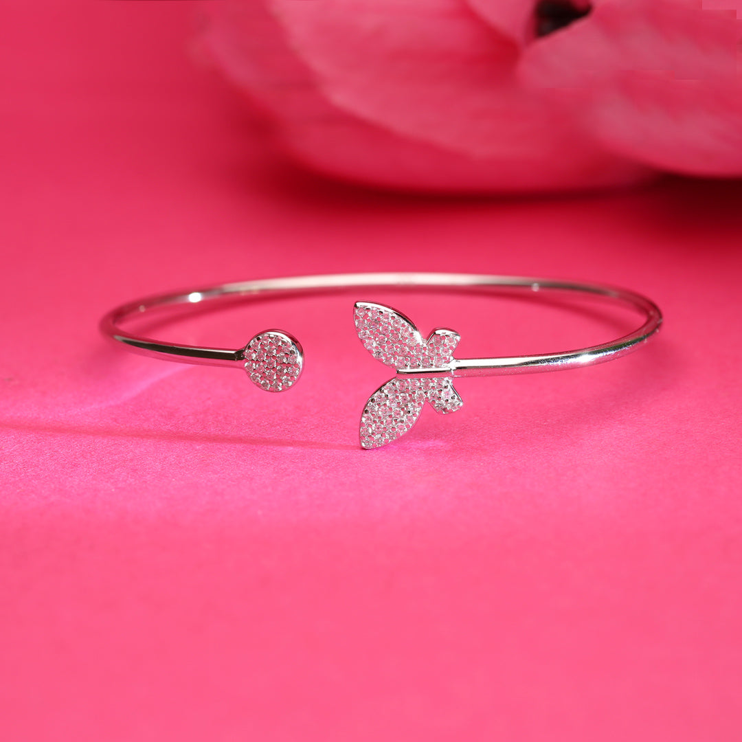 Studded Butterfly Oval Silver Bracelets
