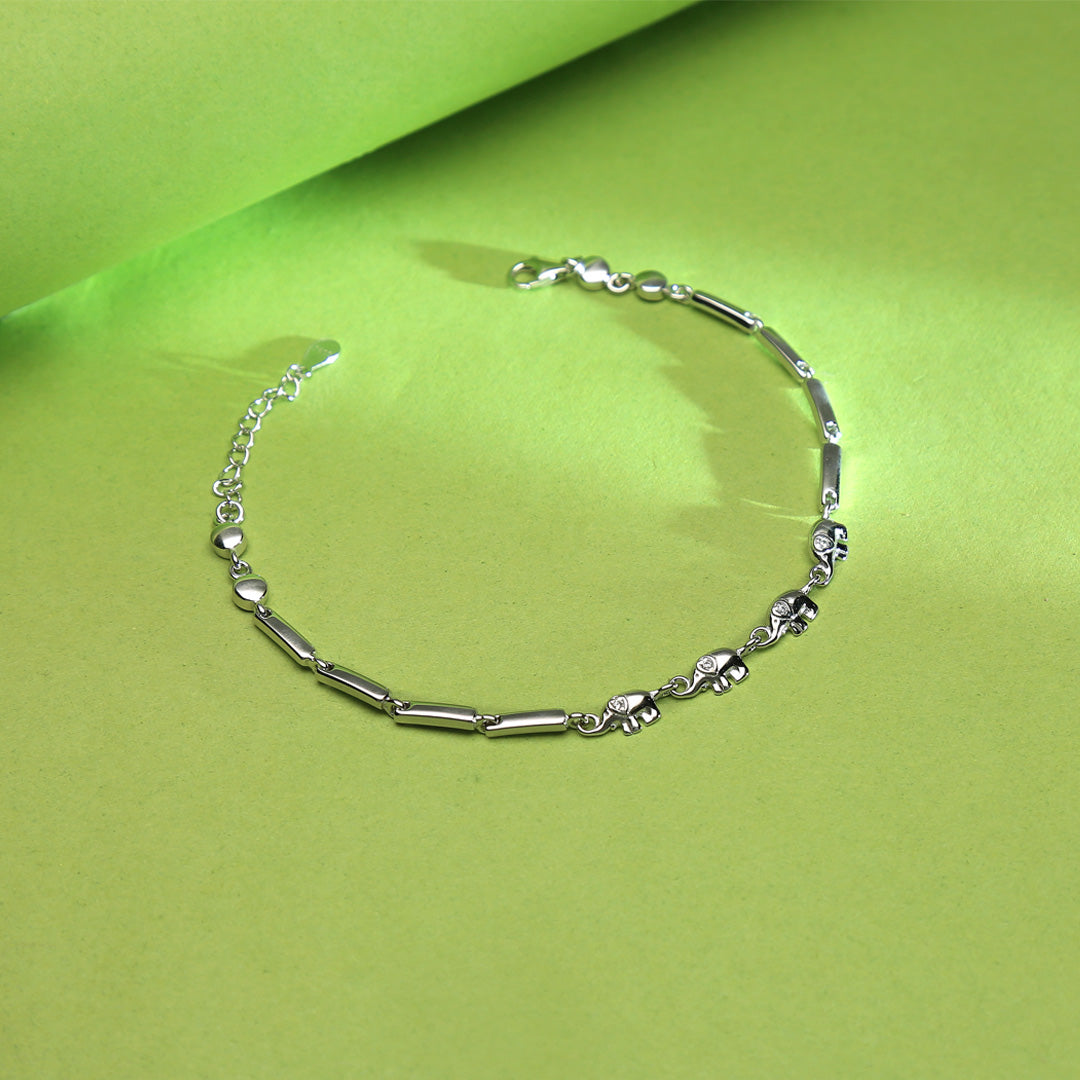 Minimal Silver Elephant Link Bracelet