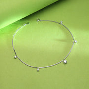 Stone Studded Silver Anklets